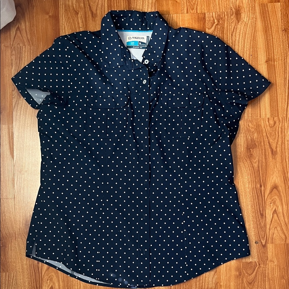 Magellan | Outdoors | Navy Shirt with White Dots | XL | Women’s
